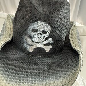 Vintage Black and White Skull Cowboy Hat